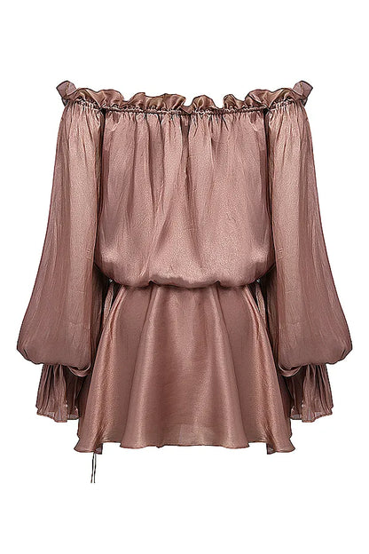Chaya Hazelnut Off Shoulder Dress
