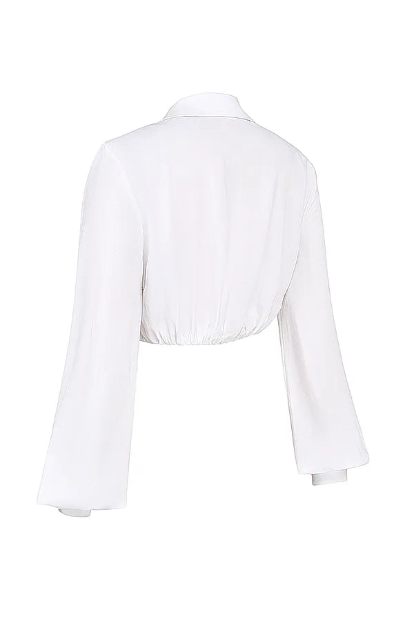 Palmer White Plunge Blouson Top