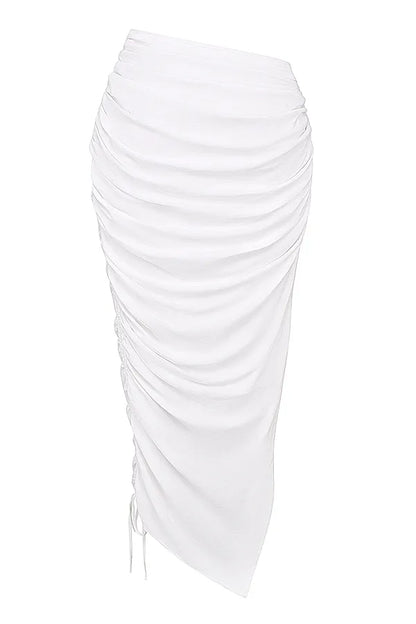 Loie White Gathered Maxi Skirt