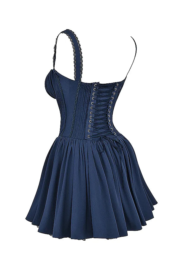 Pietra French Navy Corset Mini Dress