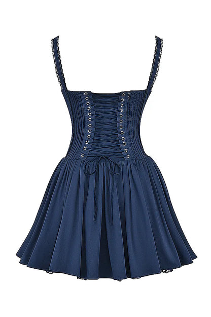 Pietra French Navy Corset Mini Dress