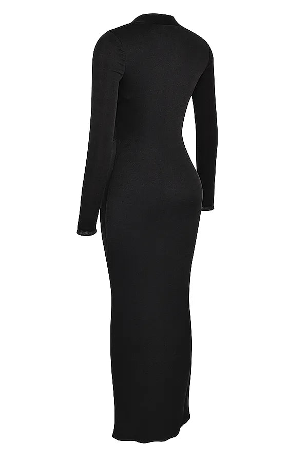 Saskia Black Draped Maxi Dress