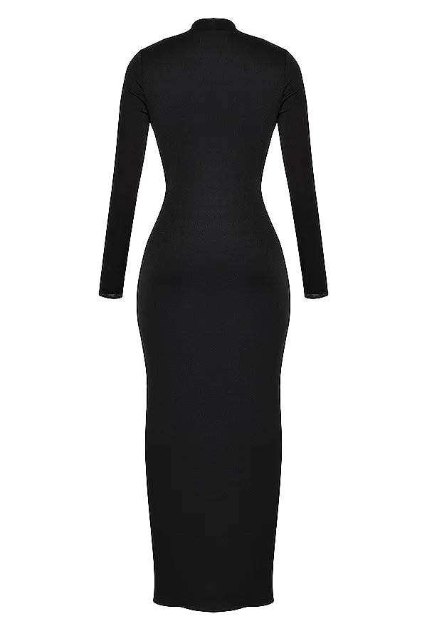 Saskia Black Draped Maxi Dress