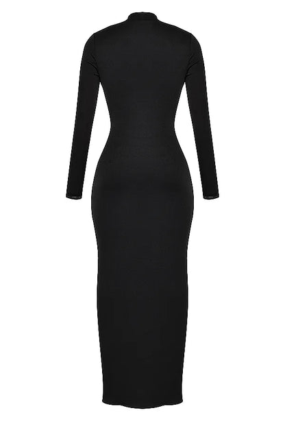 Saskia Black Draped Maxi Dress