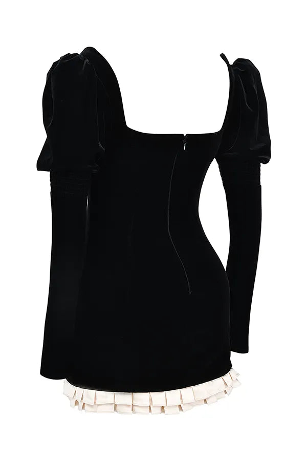 Azaria Black & Vintage Cream Mini Dress