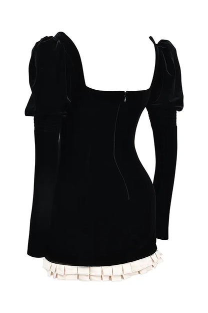 Azaria Black & Vintage Cream Mini Dress