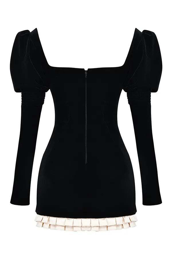 Azaria Black & Vintage Cream Mini Dress