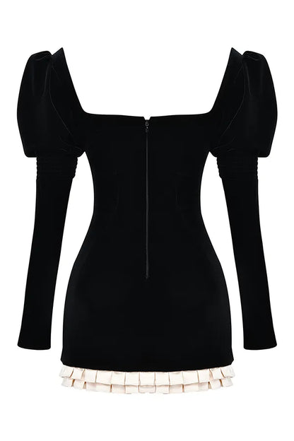 Azaria Black & Vintage Cream Mini Dress