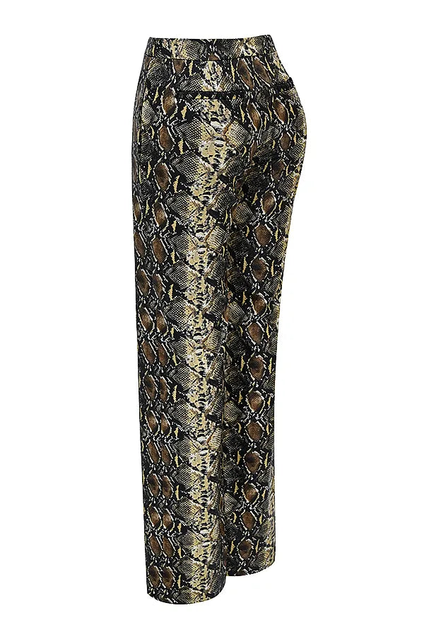 Serina Snake Print Vegan Leather Trousers