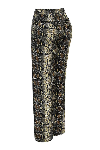 Serina Snake Print Vegan Leather Trousers