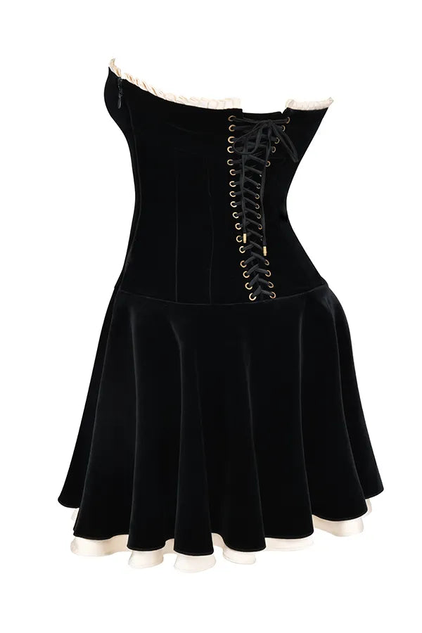 Marilla Black Velvet Strapless Dress