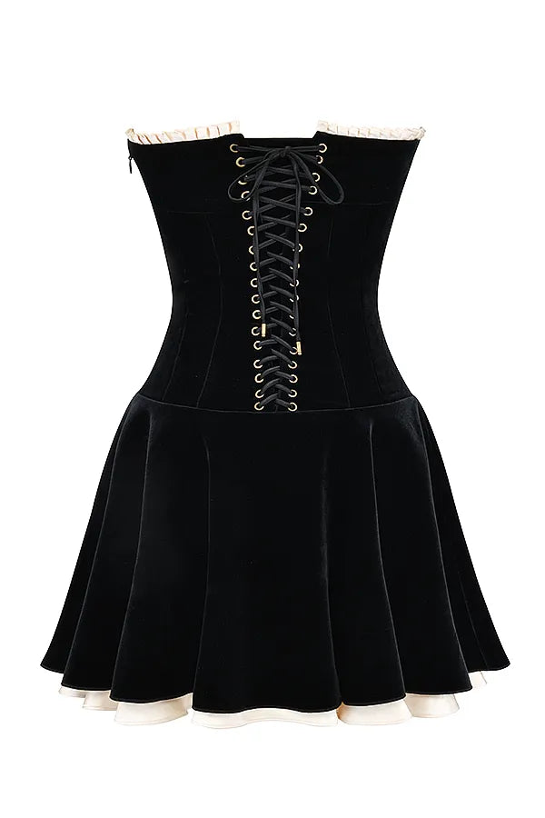 Marilla Black Velvet Strapless Dress