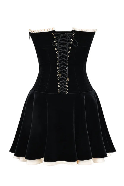 Marilla Black Velvet Strapless Dress
