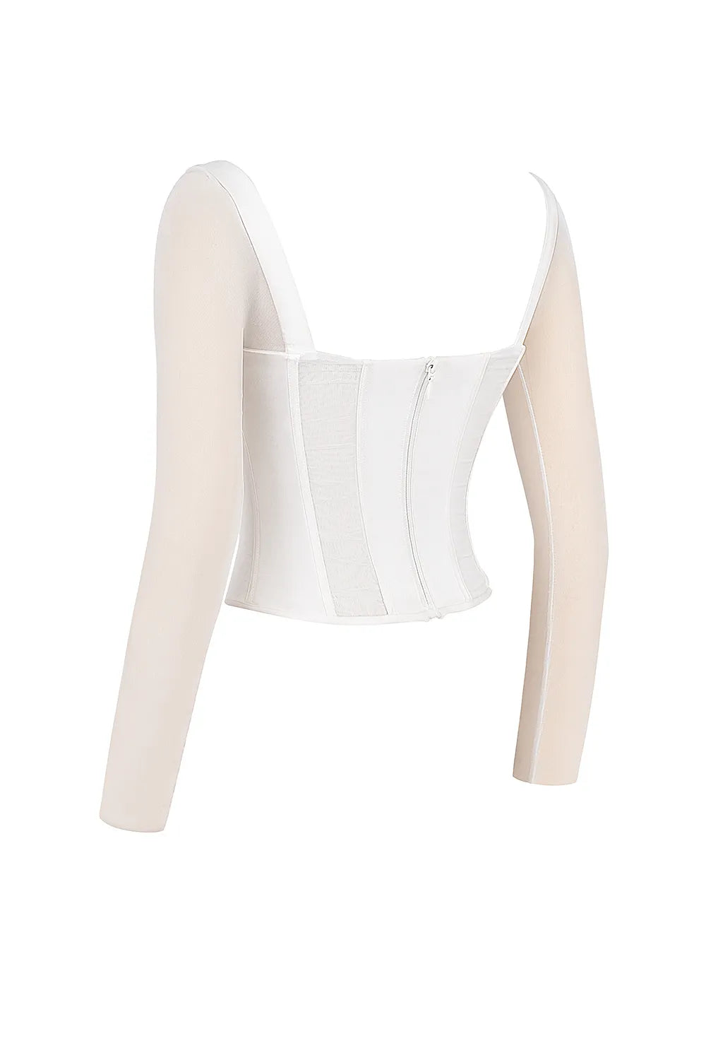 Araminta White Long Sleeve Mesh Corset