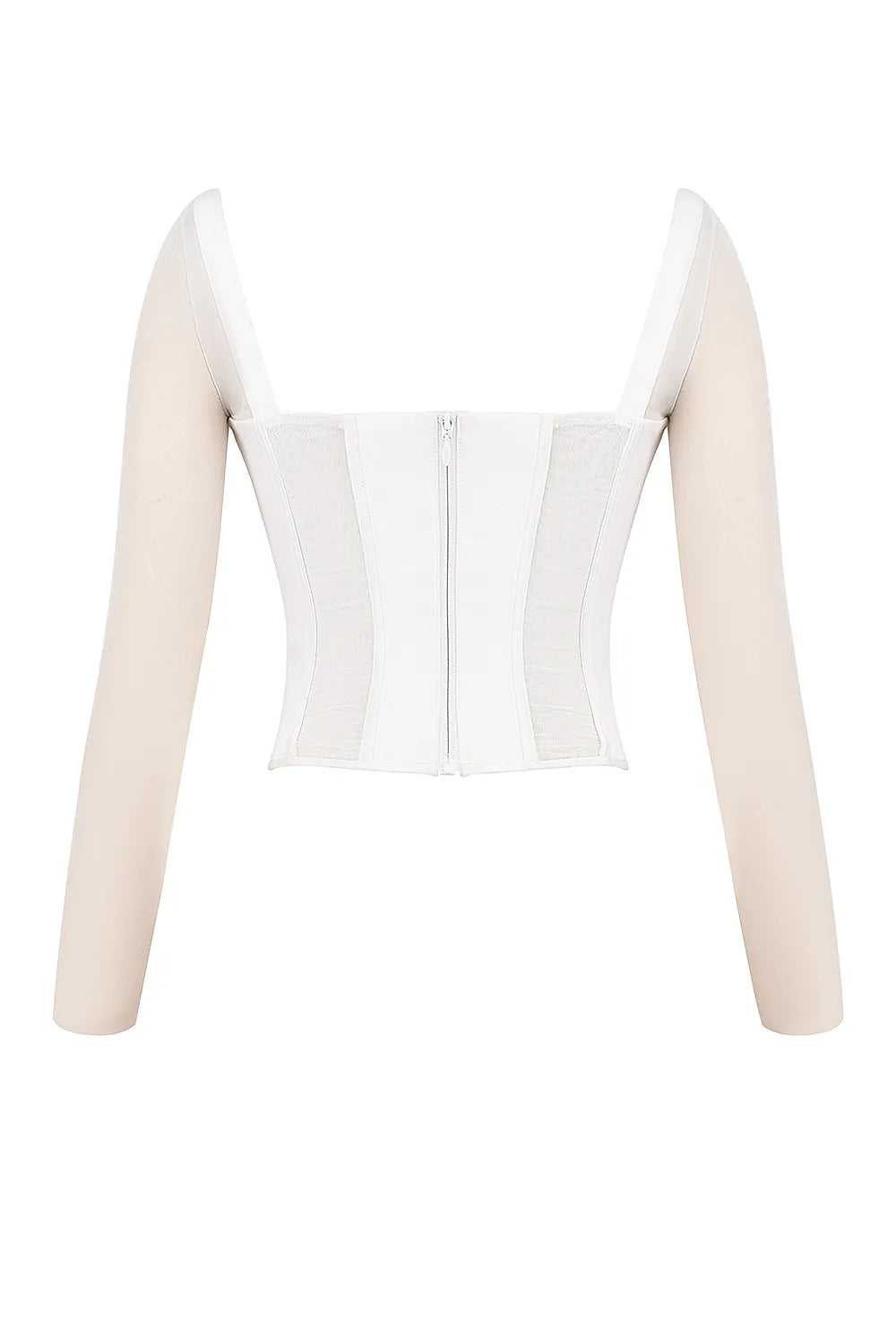Araminta White Long Sleeve Mesh Corset