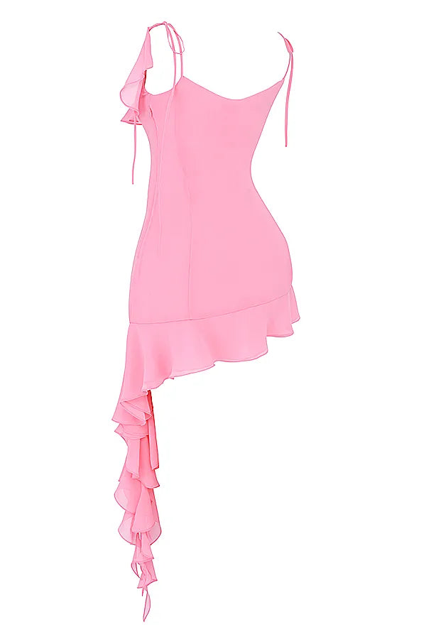 Marcia French Pink Ruffle Mini Dress