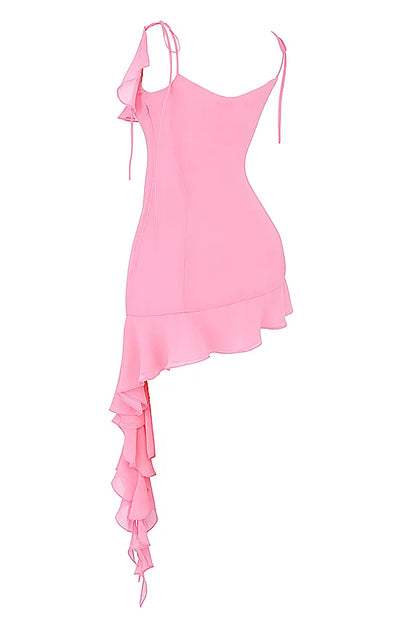 Marcia French Pink Ruffle Mini Dress