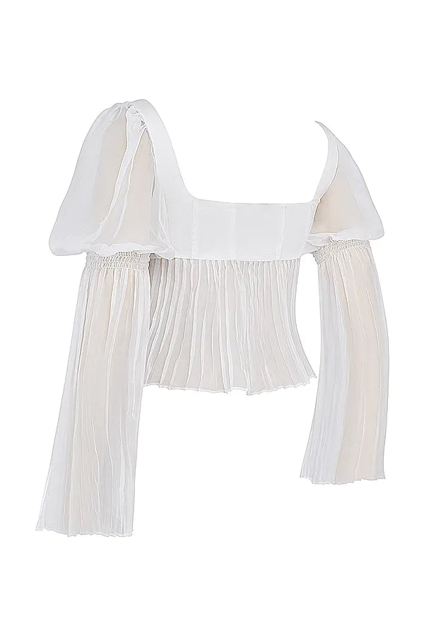 Lucie White Pleated Top