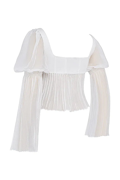 Lucie White Pleated Top