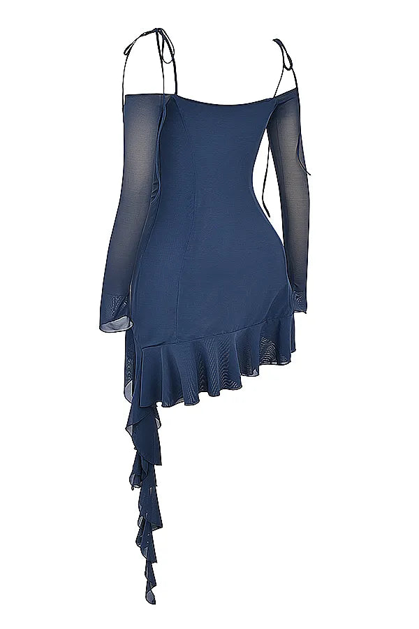 Kiki French Navy Ruffle Mini Dress