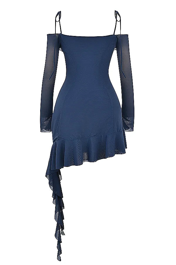 Kiki French Navy Ruffle Mini Dress