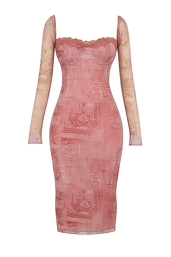 Seraphina Pink Print Corset Dress