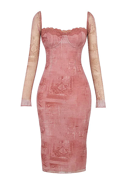 Seraphina Pink Print Corset Dress