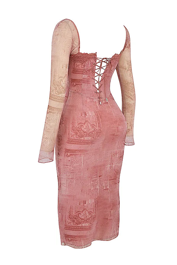 Seraphina Pink Print Corset Dress