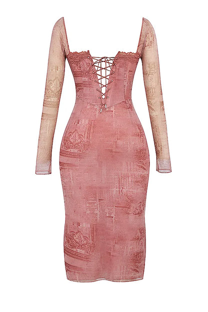 Seraphina Pink Print Corset Dress