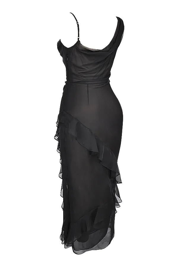 Malila Black Ruffle Maxi Dress