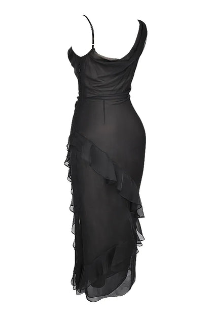 Malila Black Ruffle Maxi Dress
