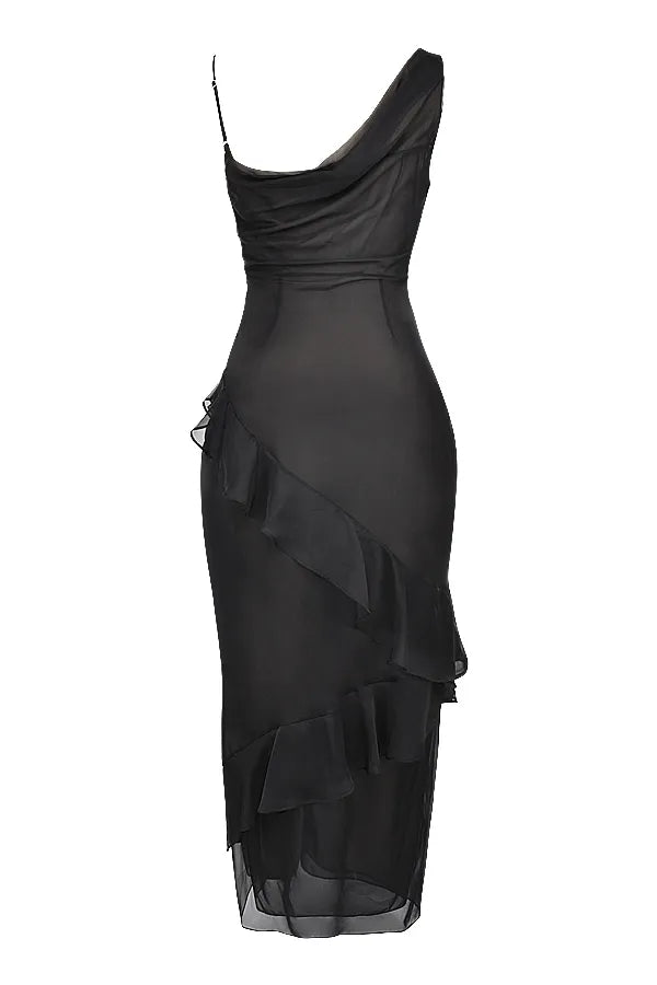 Malila Black Ruffle Maxi Dress