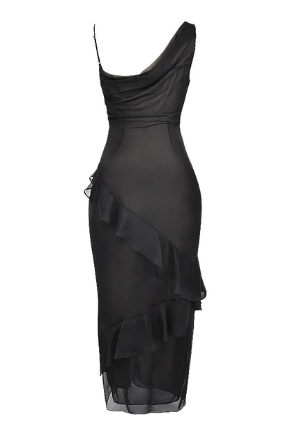 Malila Black Ruffle Maxi Dress