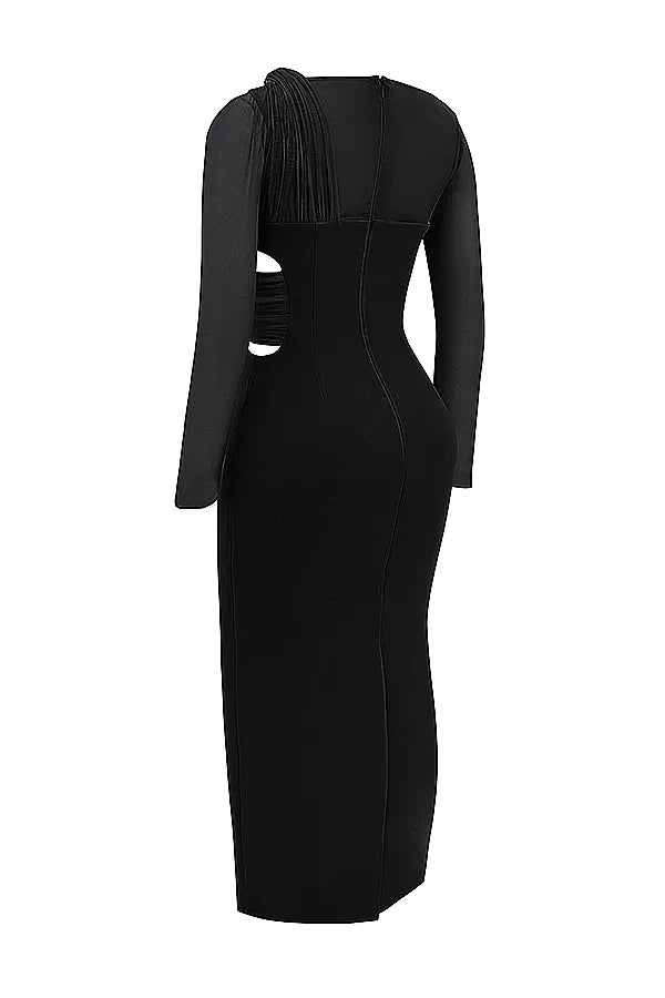 Zahra Black Plunge Maxi Dress