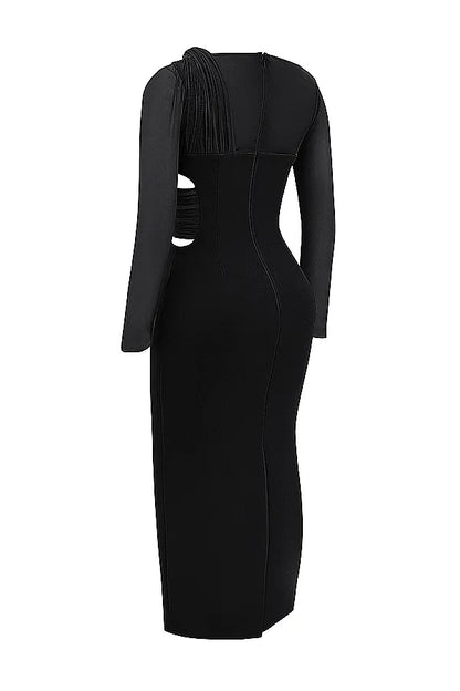Zahra Black Plunge Maxi Dress
