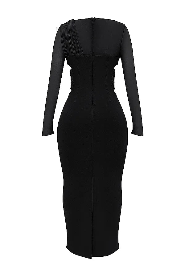 Zahra Black Plunge Maxi Dress