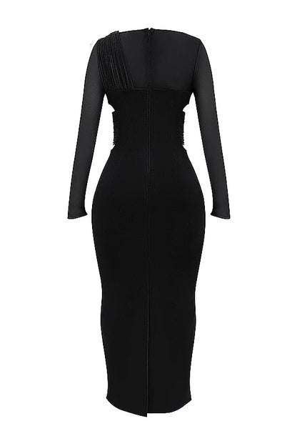 Zahra Black Plunge Maxi Dress