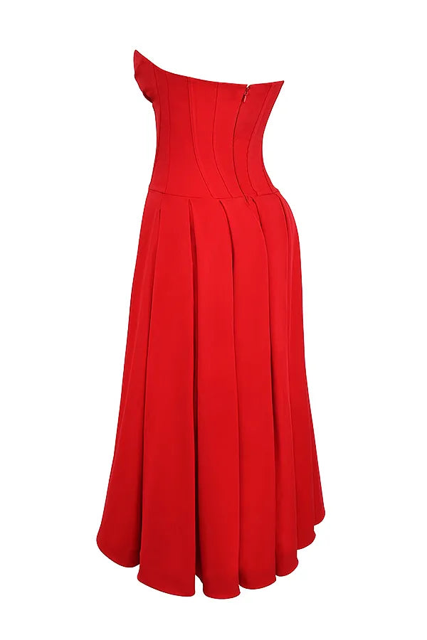 Lady Scarlet Strapless Midi Dress