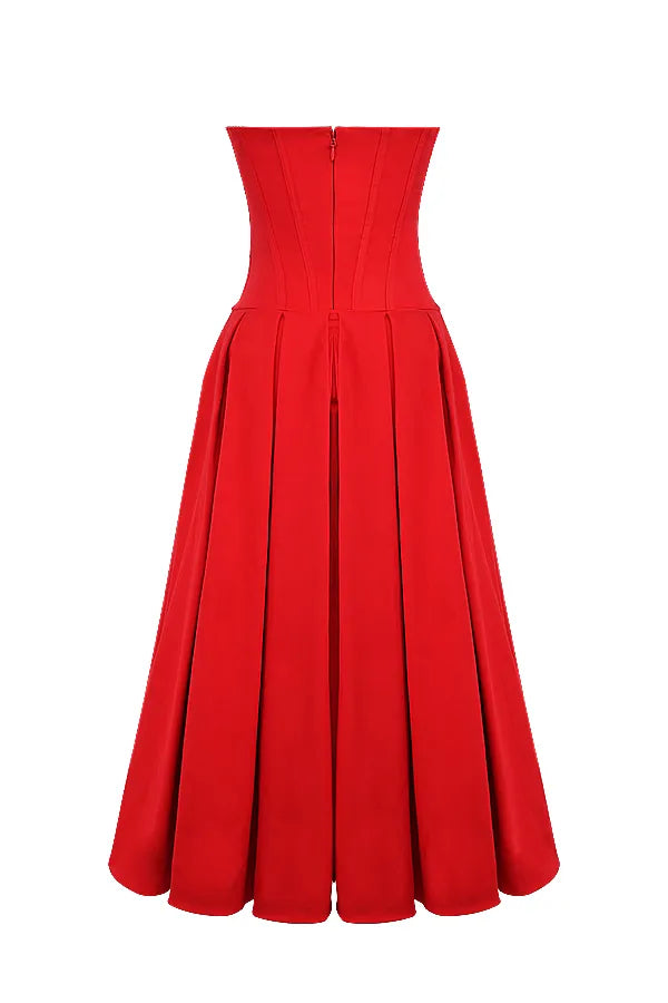 Lady Scarlet Strapless Midi Dress