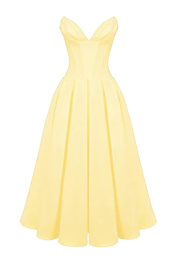 Lady Sunshine Strapless Tulle Midi Dress