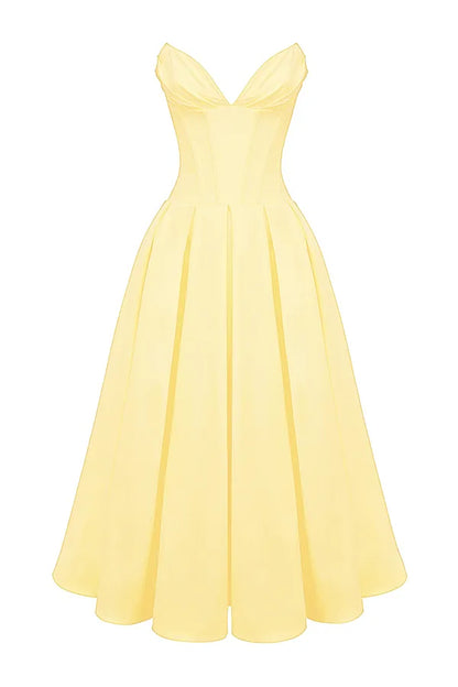 Lady Sunshine Strapless Tulle Midi Dress