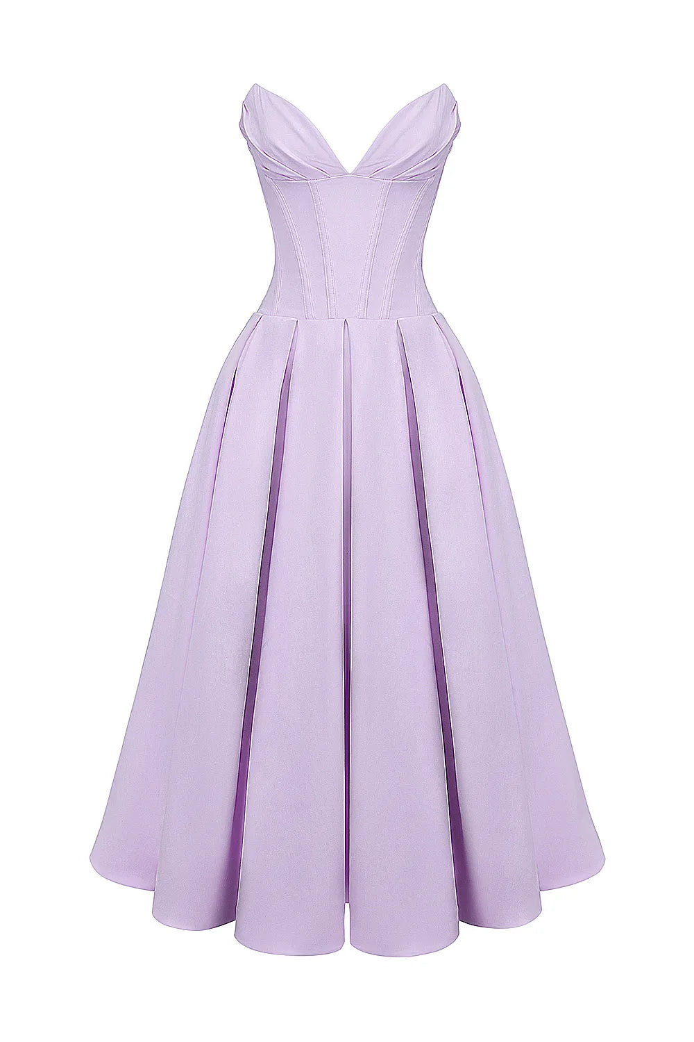 Lady Orchid Twill Strapless Tulle Midi Dress