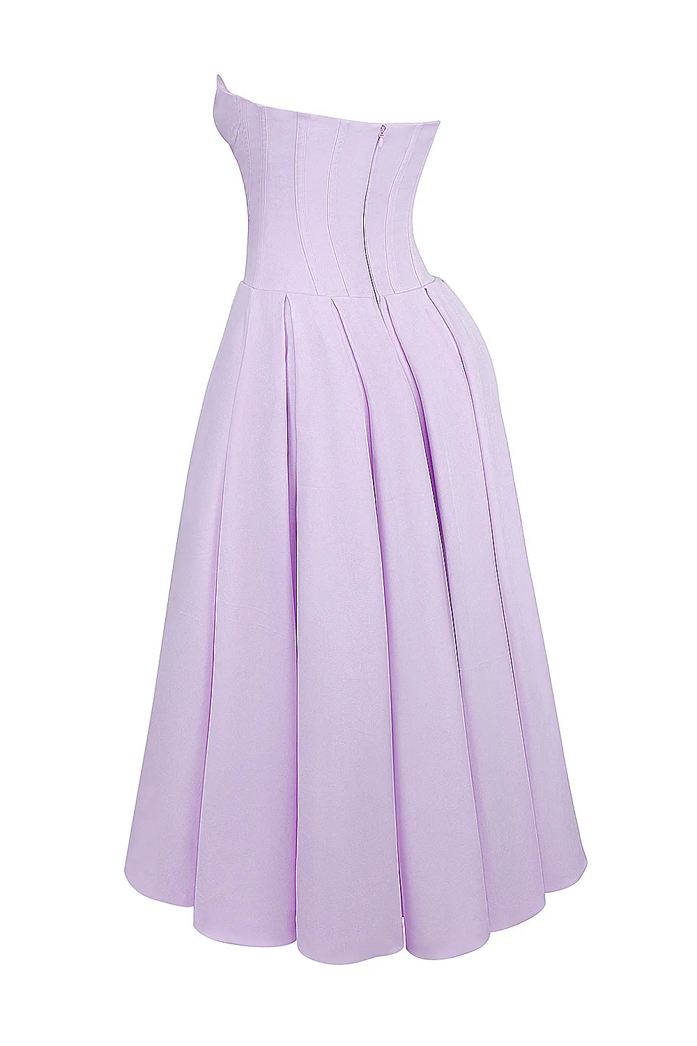 Lady Orchid Twill Strapless Tulle Midi Dress