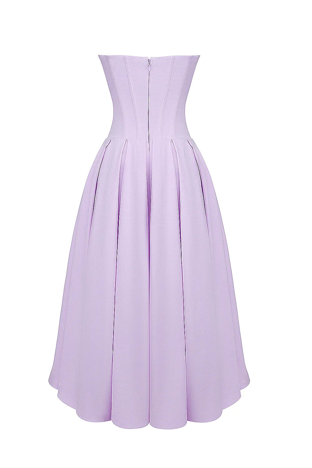 Lady Orchid Twill Strapless Tulle Midi Dress