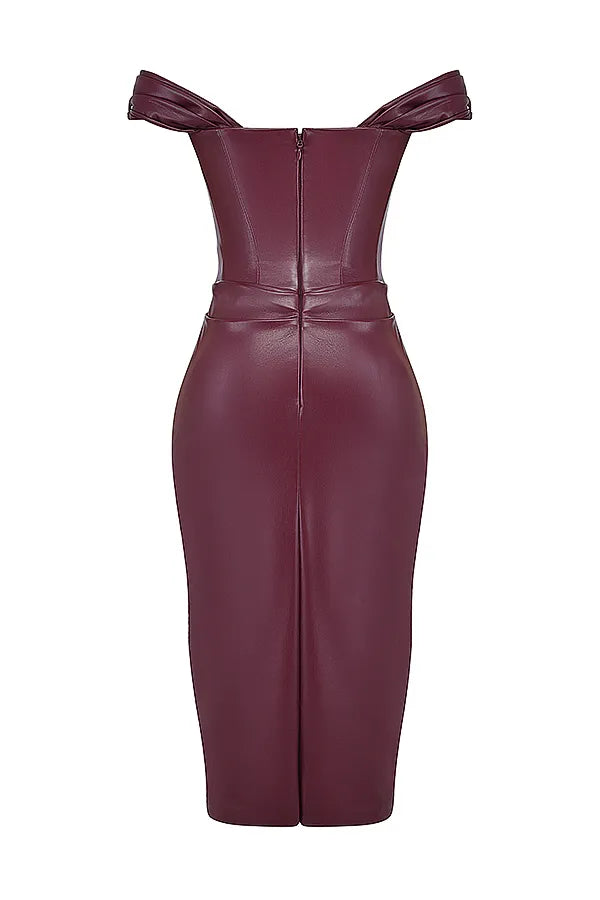 Raven Mulberry Vegan Leather Corset Dress