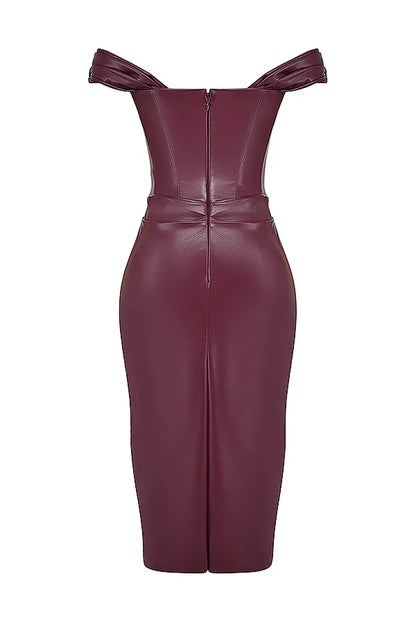 Raven Mulberry Vegan Leather Corset Dress
