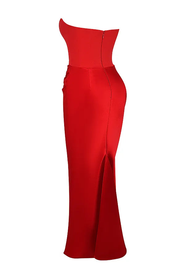 Persephone Scarlet Strapless Corset Maxi Dress