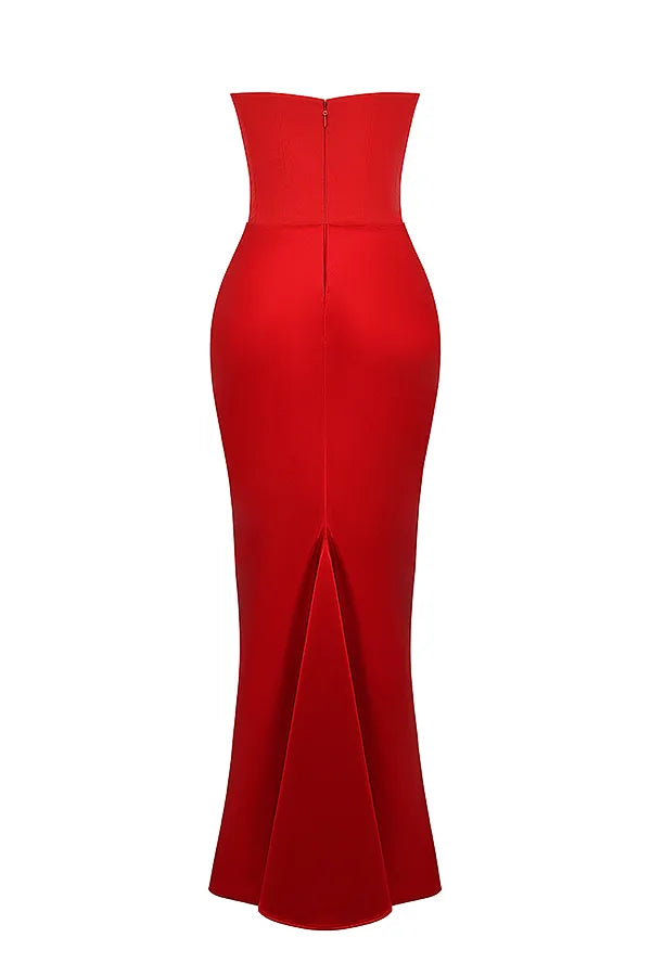 Persephone Scarlet Strapless Corset Maxi Dress