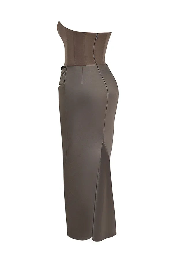 Persephone Smoke Strapless Corset Maxi Dress