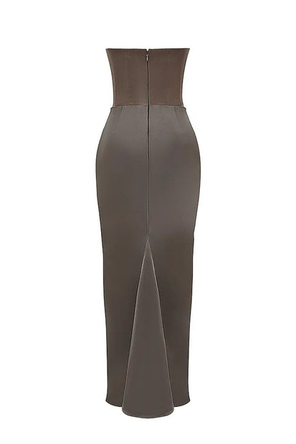 Persephone Smoke Strapless Corset Maxi Dress